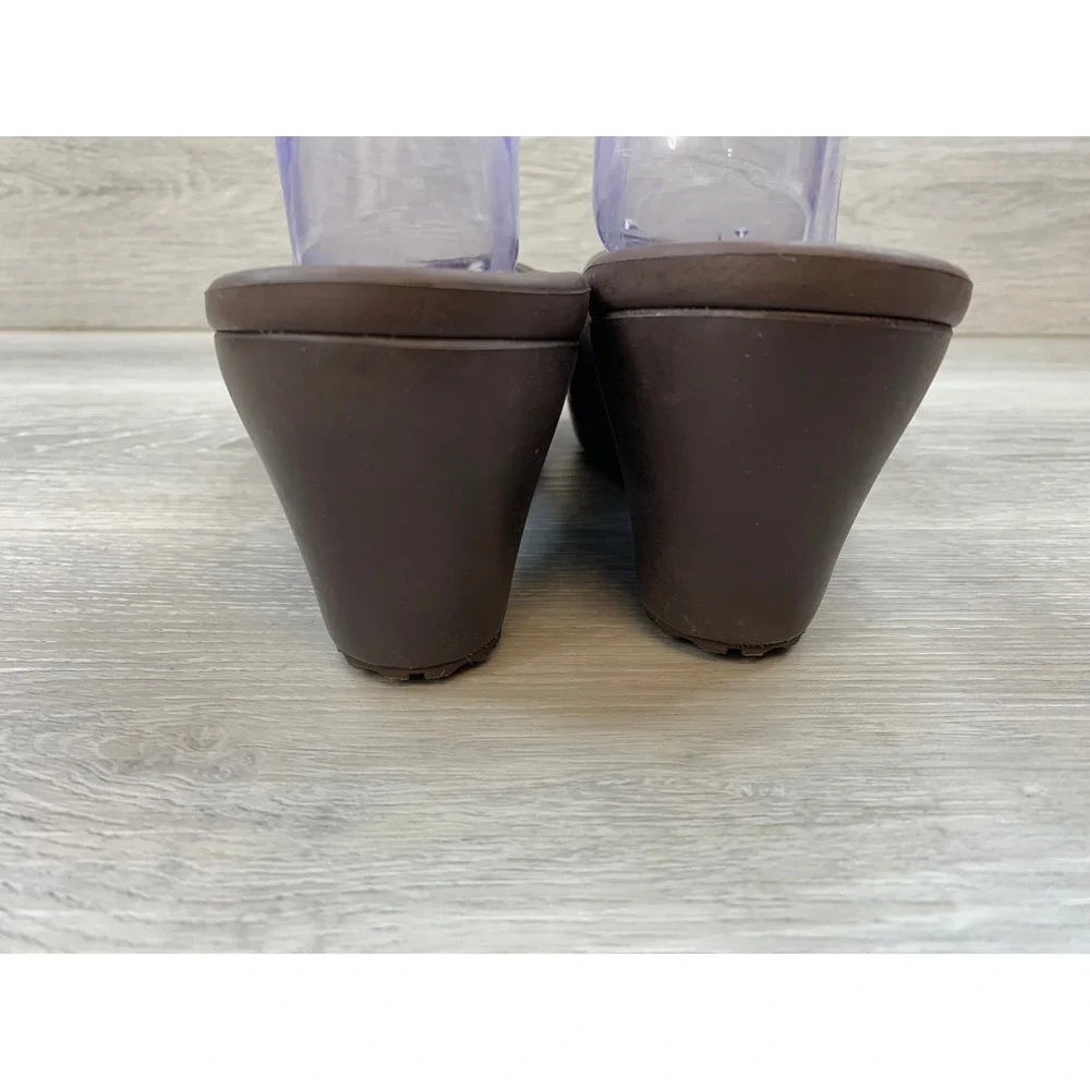 Crocs Sassari Wedge Sandals Women's 9 Espresso Brown Slide Heels Comfort Shoes